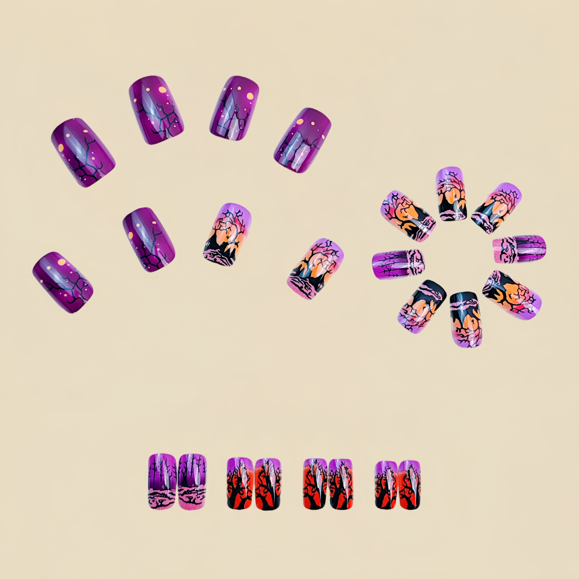 Uñas postizas cuadradas de tam - Nail Art Orange reseña y precio