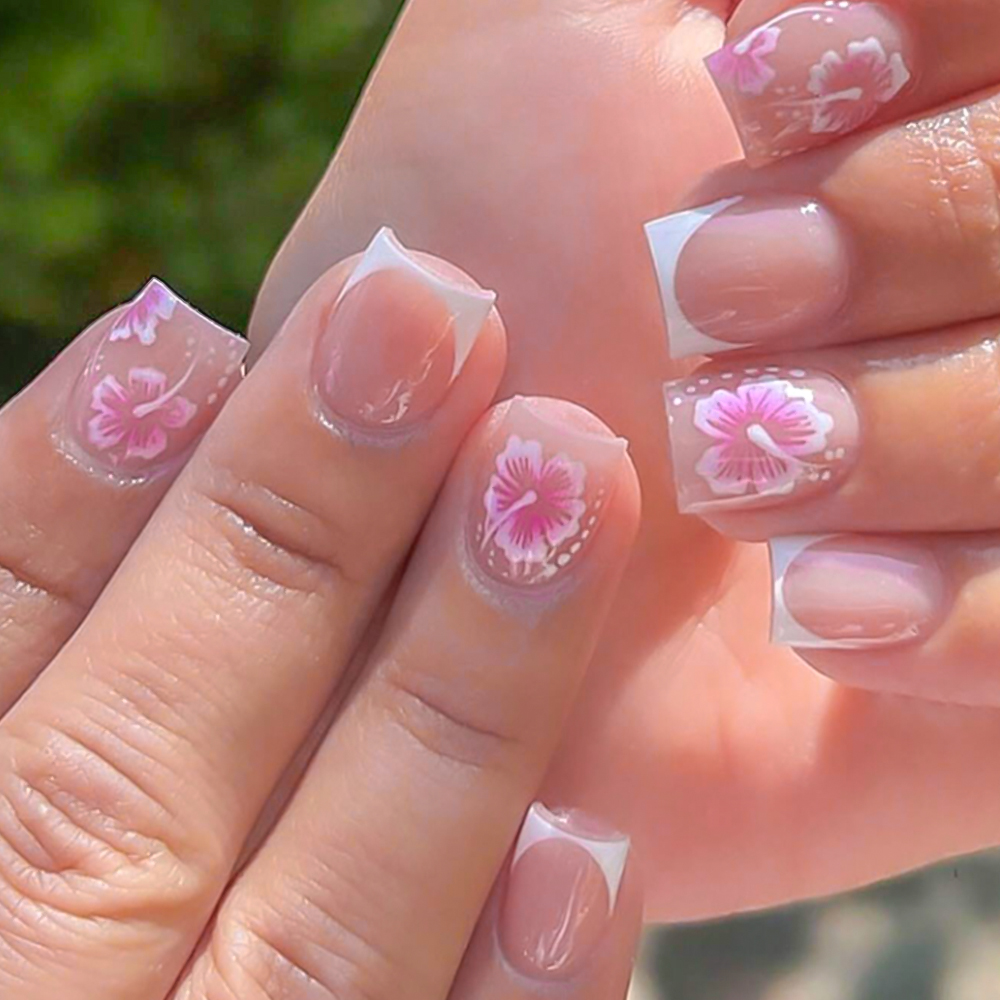 24 Uds uñas postizas de flores - Nail Art Press On reseña y precio