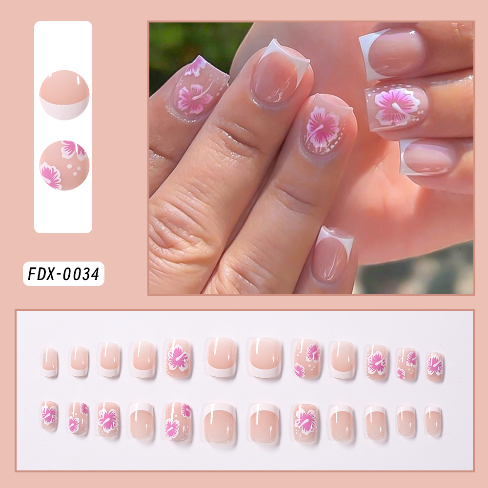 24 Uds uñas postizas de flores - Nail Art Press On reseña y precio