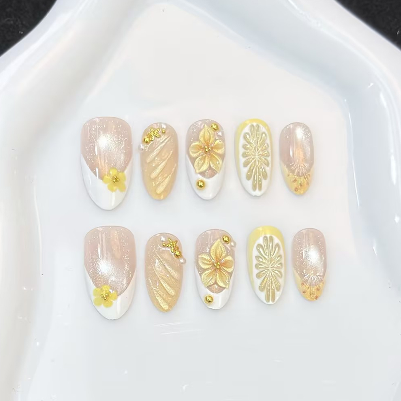 10 Uds. Uñas Postizas Florales - Nail Art Pink reseña y precio