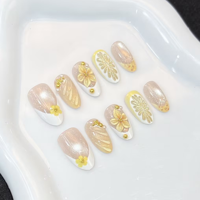 10 Uds. Uñas Postizas Florales - Nail Art Pink reseña y precio